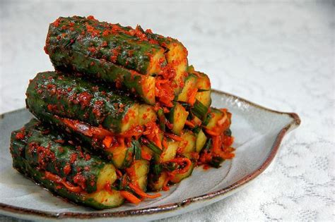 Spicy Stuffed Cucumber Kimchi Oi Sobagi Recipe Recipes Savoury