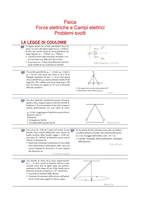 Legge Di Coulomb Problemi Svolti Di Elettrostatica Esercizi Di Fisica Docsity