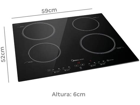 Cooktop 4 Bocas Midea Indução Preto CYAD42 Cooktop Magazine Luiza