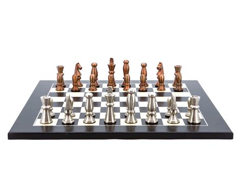 Dal Rossi Italy Chess Set Flat Black Erable Board Cm With Copper And