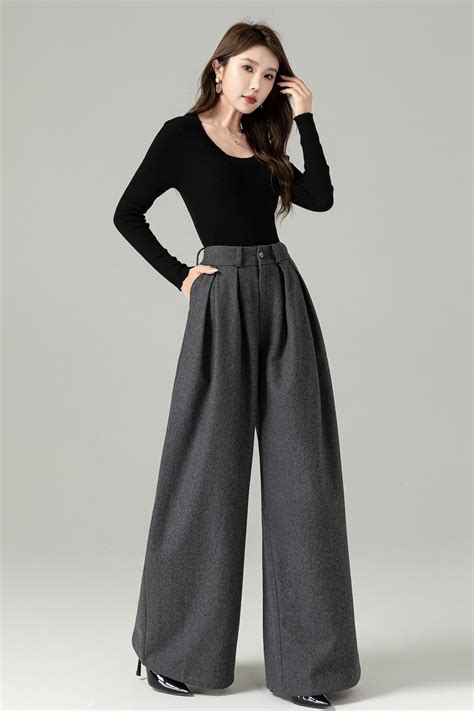 Wool Pants Wool Palazzo Pants Winter Wool Pants Women Wool Culotte