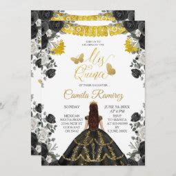 Black Gold Fiesta Butterfly Mis Xv Anos Invitation Zazzle