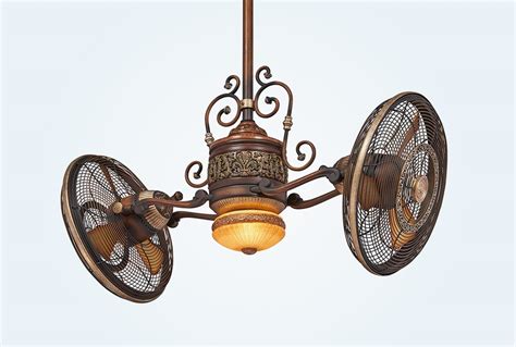 Antique Style Ceiling Fan With Light Double Fan Bronze Ornate Steampunk Interior Design Ideas