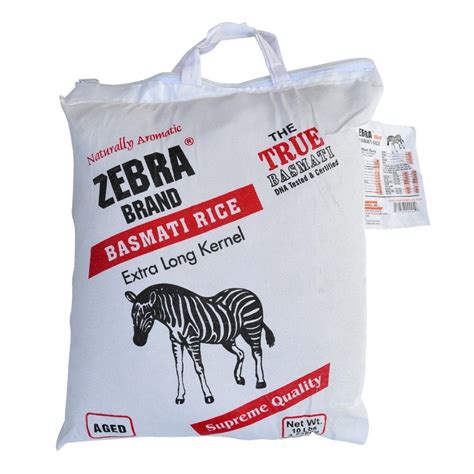 Zebra Brand Basmati Rice Extra Long Kernel 10lbs 454kg