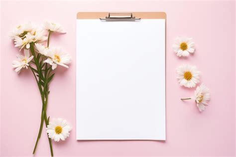 Premium Photo A Clipboard With A White Sheet Of Paper Next To White