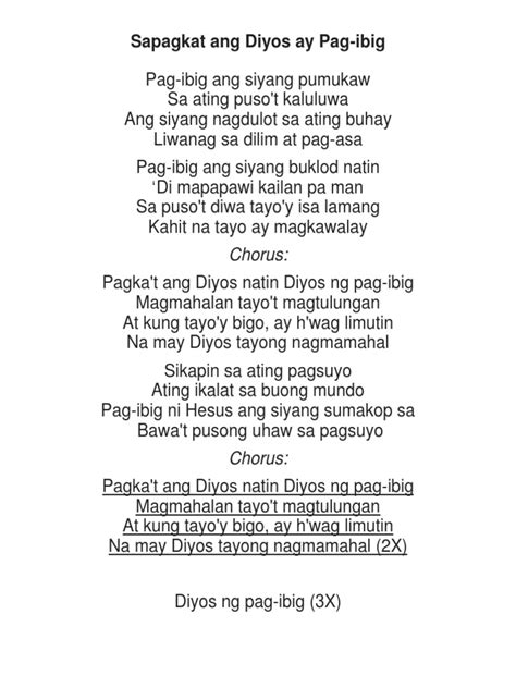 Sapagkat Ang Diyos Ay Pag Ibig | PDF