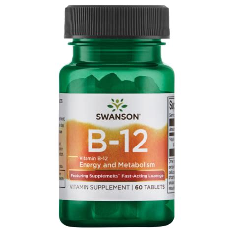 Swanson Supplemelts Vitamin B-12 1000 mcg 60 Chwbls, 5,000 mcg 60 LOZ ...