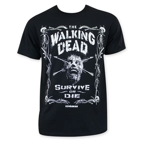 Walking Dead Mens Black Survive Or Die T Shirt Small