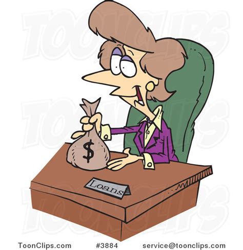 Cartoon Female Banker Giving A Loan 3884 By Ron Leishman