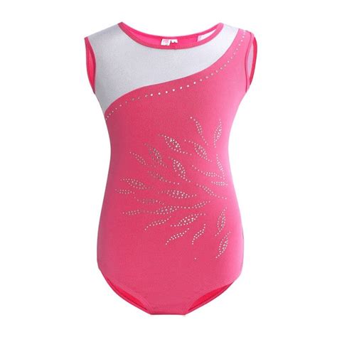 Gymnastics Dance Wear Sleeveless Inlaid Brick Leaves Pattern Body Suit ...