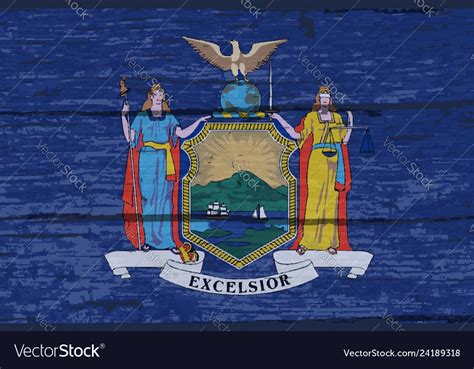 New york state flag on old timber Royalty Free Vector Image