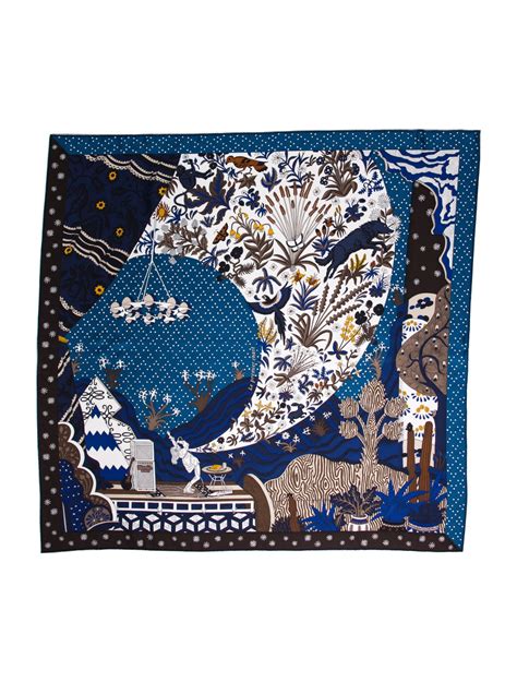 Herm S Le Premier Chant Silk Scarf W Tags Blue Scarves And Shawls