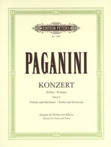 EDITION PETERS PAGANINI NICOLO CONCERTO NO 1 IN D OP 6 VIOLIN AND