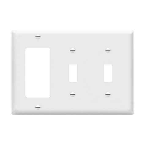 Enerlites 881231 W Combination Three Gang Wall Plate 2 Toggles And