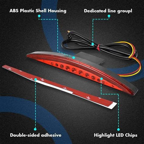 Motorcycle Smoked Lens Rear Fender Tip Brake Tail Light LED Lamp For