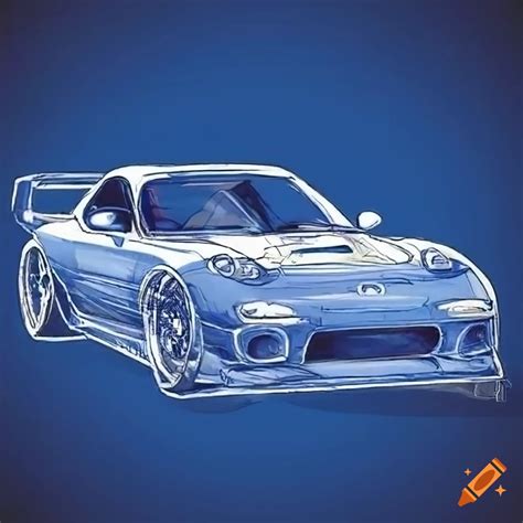 Mazda Rx7 Blueprint Style Drawing On Craiyon