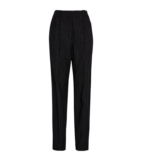 Womens Alessandra Rich Black Wool Blend Pinstripe Trousers Harrods Hk