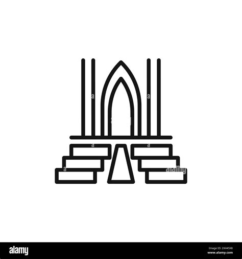 View Inside Catholic Church Icon Logo Sign Vector Outline In Black And