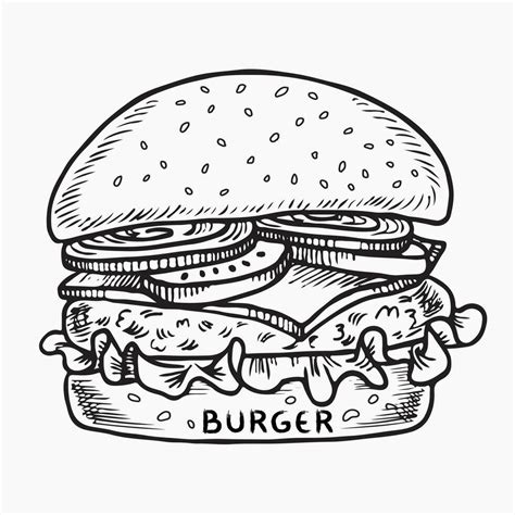 Burger outline vector 36669720 Vector Art at Vecteezy