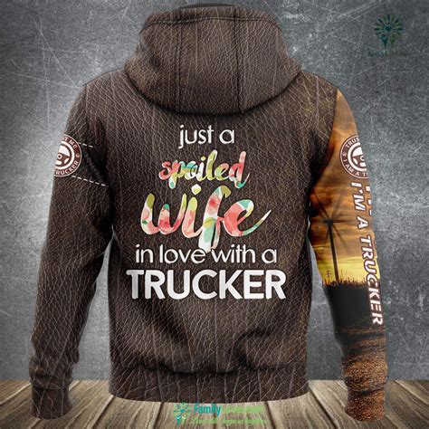 Womens Trucker Wife Design T For Spoiled Trucker Wives Zip Hoodie