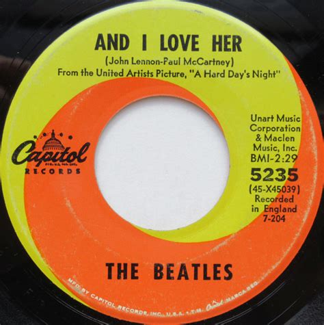 The Beatles And I Love Her 1964 Vinyl Discogs