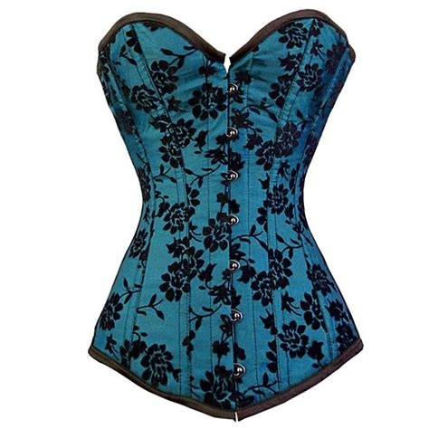 Long Turquoise Flock Corset Fashion Steampunk Corset Clothes