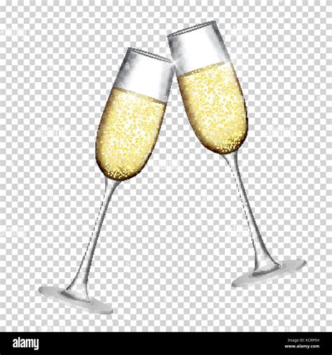 Zwei Glas Champagner Auf Transparentem Hintergrund Isoliert Vector