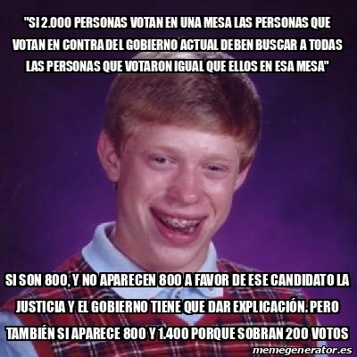 Meme Bad Luck Brian Si 2 000 Personas Votan En Una Mesa Las Personas