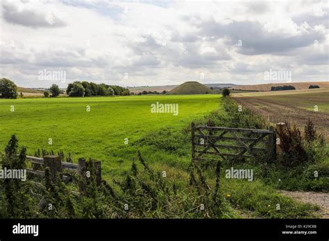 Wiltshire Countryside And Silbury Hill As Seen From Avebury Wiltshire