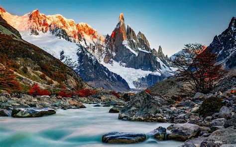 Laguna Torre Mountain Lake Sunset Evening Andes Cerro Torre