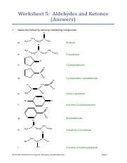 Naming Aldehydes And Ketones Worksheet Doc