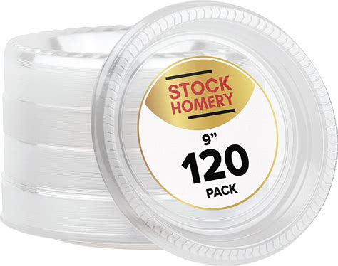 Amazon.com: 9 Inch Clear Plastic Plates in Bulk 120 Pack - Disposable ...