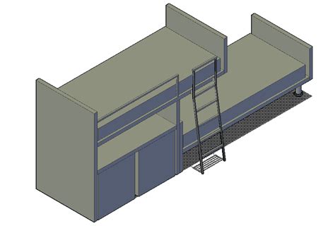 Bunk Bed Elevation 3d Detail Cadbull