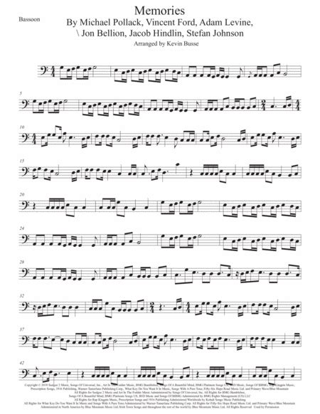 Memories Arr Kevin Busse By Maroon 5 Sheet Music For Bassoon Solo At