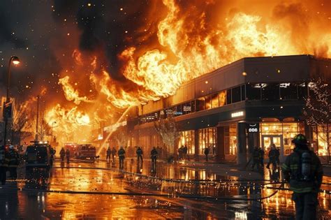 Premium Photo A Shopping Mall Becomes Engulfed In Flames