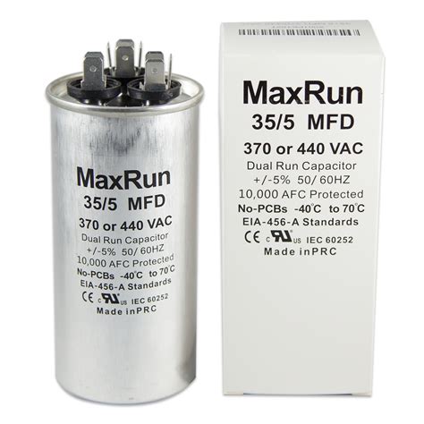 MaxRun 35 5 MFD 370 Or 440 Volt Dual Capacitor MaxRun Capacitors