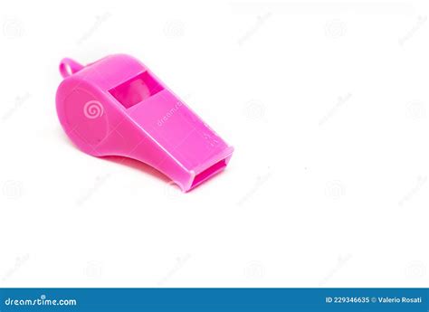 A Pink Plastic Whistle Isolated on a White Background Stock Image - Image of object, blowing ...