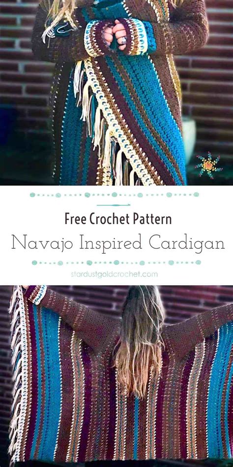 Navajo Inspired Blanket Cardigan Free Crochet Pattern Beginner