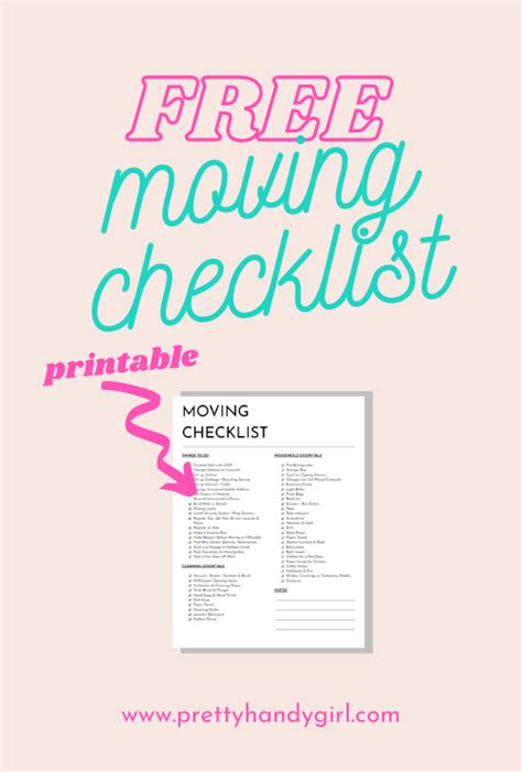 Free Printable Moving Checklist Plus Essential Tips Pretty Handy Girl