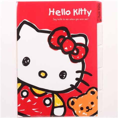 Cute Hello Kitty A4 Plastic File Folder 5 Pocket Teddy Bear Modes4u