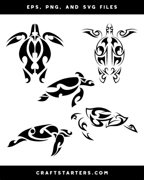 Tribal Sea Turtle Silhouette Clip Art