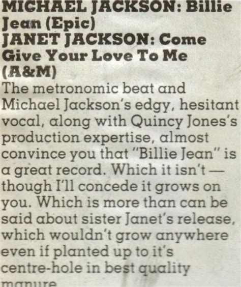 Negative Review From 1983 Says Billie Jean Isnt A Good Record R