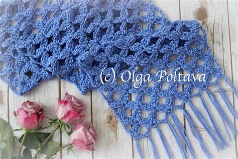 Ravelry Lace Scarf With Clusters Pattern By Olga Poltava