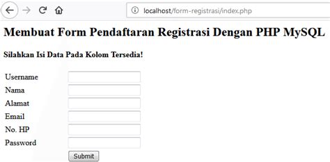 Membuat Form Pendaftaran Registrasi Dengan PHP MySQL Tutorial