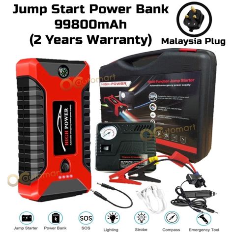 99800mah Car Power Bank High Power With Pump Power Bank Car Jump Start Emergency Light Shopee