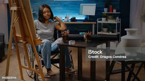 Girl Of African American Ethnicity With Handicap Creating Art Design ...