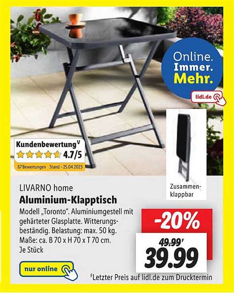 Livarno Home Aluminium Klapptisch Angebot Bei Lidl 1Prospekte De