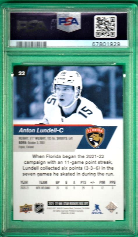 2021 Upper Deck NHL Star Rookies Box Set Anton Lundell ROOKIE 22 PSA