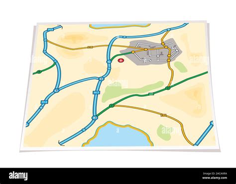 Paper city map Stock Photo - Alamy