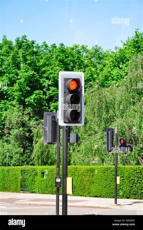 Traffic Lights On The City Streets Green Yellow Red Light Stock Photo